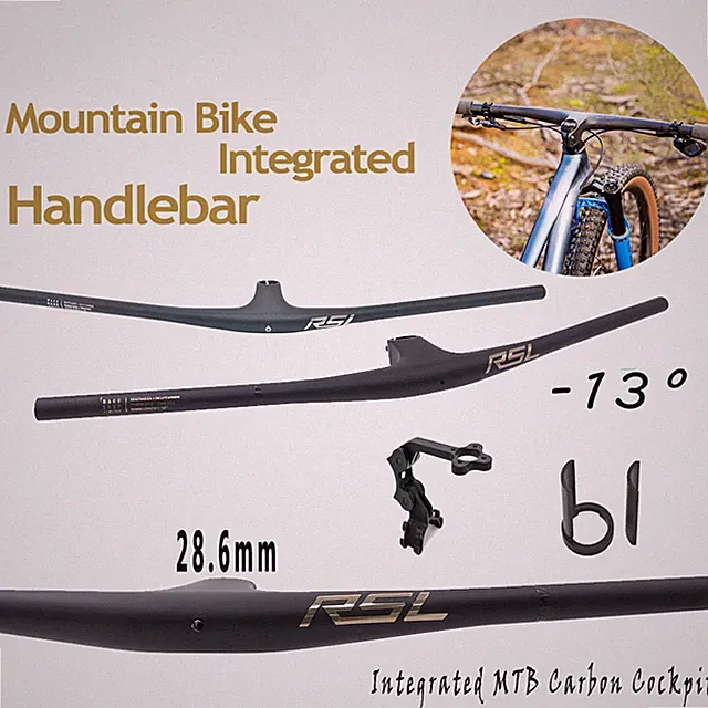 13degree Integrated XC MTB Carbon Cockpit Handlebar 750mm Flat Bar with Stem