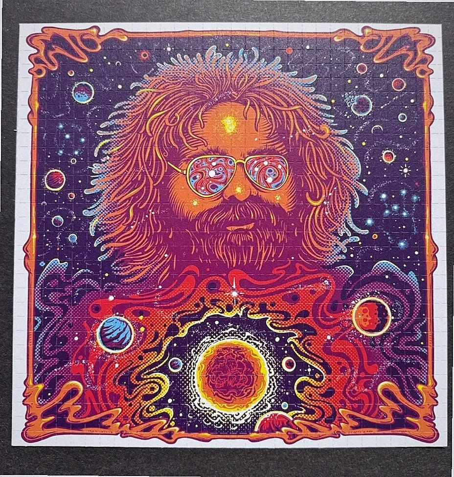 2022 Bicycle Day Jerry Garcia 7.5”x7.5” Blotter Art Print by Helen Kennedy