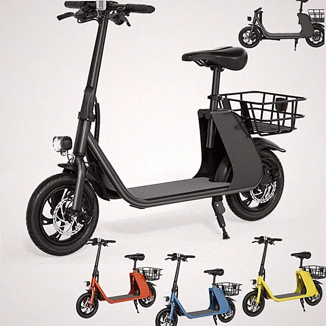 450W Electric Scooter W/ Seat Basket Adult E-Bike Sports Electric Moped Commuter
