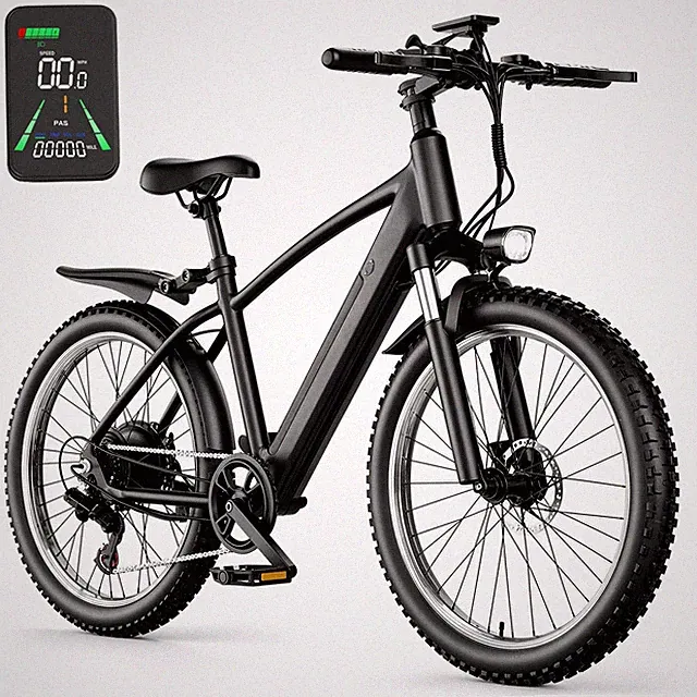 Electric Bike for Adults 26'' 1500W Peak Ebike 65 Miles 25MPH E Mountain Bike