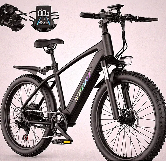 Electric Bike for Adults 26'' 1500W Peak Ebike 65 Miles 30MPH E Mountain Bike