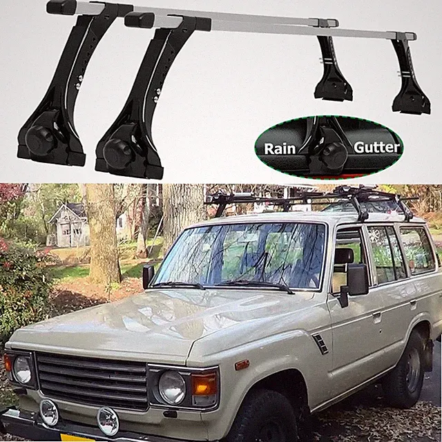 For Toyota Land Cruiser 63" Roof Rack Cross Bars Rain Gutter Cargo Kayak Bike