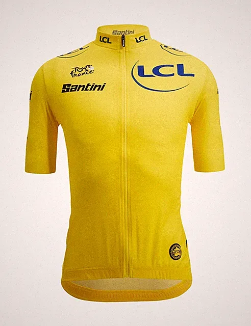 Official 2022 Tour de France GC Leader Mens Fan Line Yellow Jersey by Santini