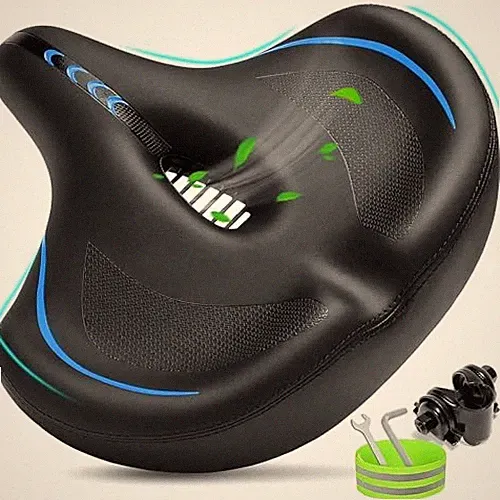 Oversized Bike Seat for Men & Women Comfort, Extra Wide Bicycle Seat Blue