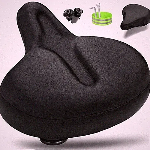 Oversized Bike Seat for Men & Women, Comfortable Gel Padded, Extra Wide Black