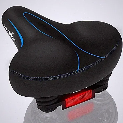 Oversized Bike Seat, Wide Bicycle Seat for Women Men Comfort, Black/Blue