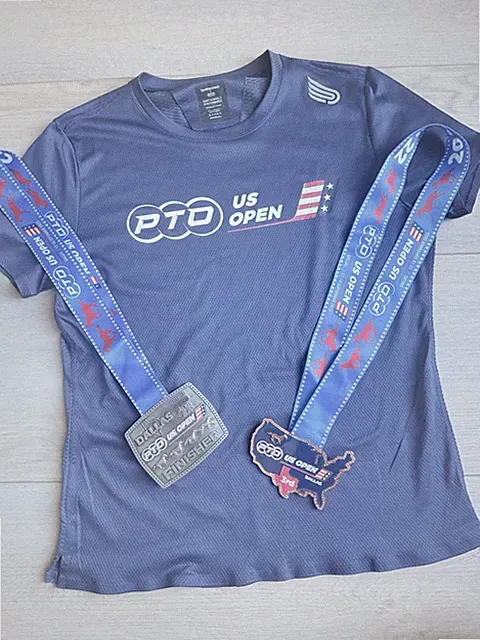 PTO US OPEN 3rd Place Medal 2022 + Shirt L Triathlon Swim Bike Run Professional