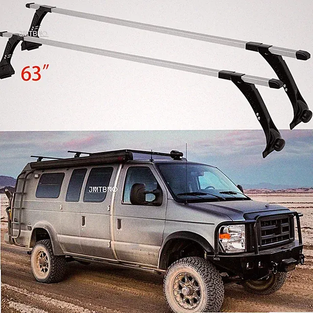 Van Adjustable Roof Ladder Rack Cross Bars Cargo Kayak Bike For Ford E-250 E-350